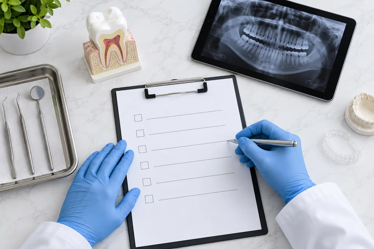 Diş hekimi tarafından klinikte yapılan ağız ve tedavi planı değerlendirmesi